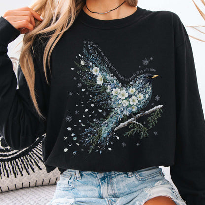 Black - Stopping By Woods On a Snowy Evening Robert Frost Literary Long Sleeve