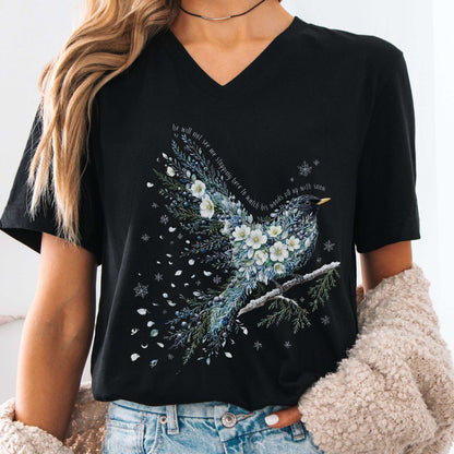 Black - Stopping By Woods On a Snowy Evening Robert Frost Literary V-Neck
