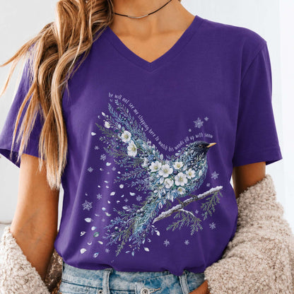 Stopping By Woods On a Snowy Evening Robert Frost Literary V-Neck