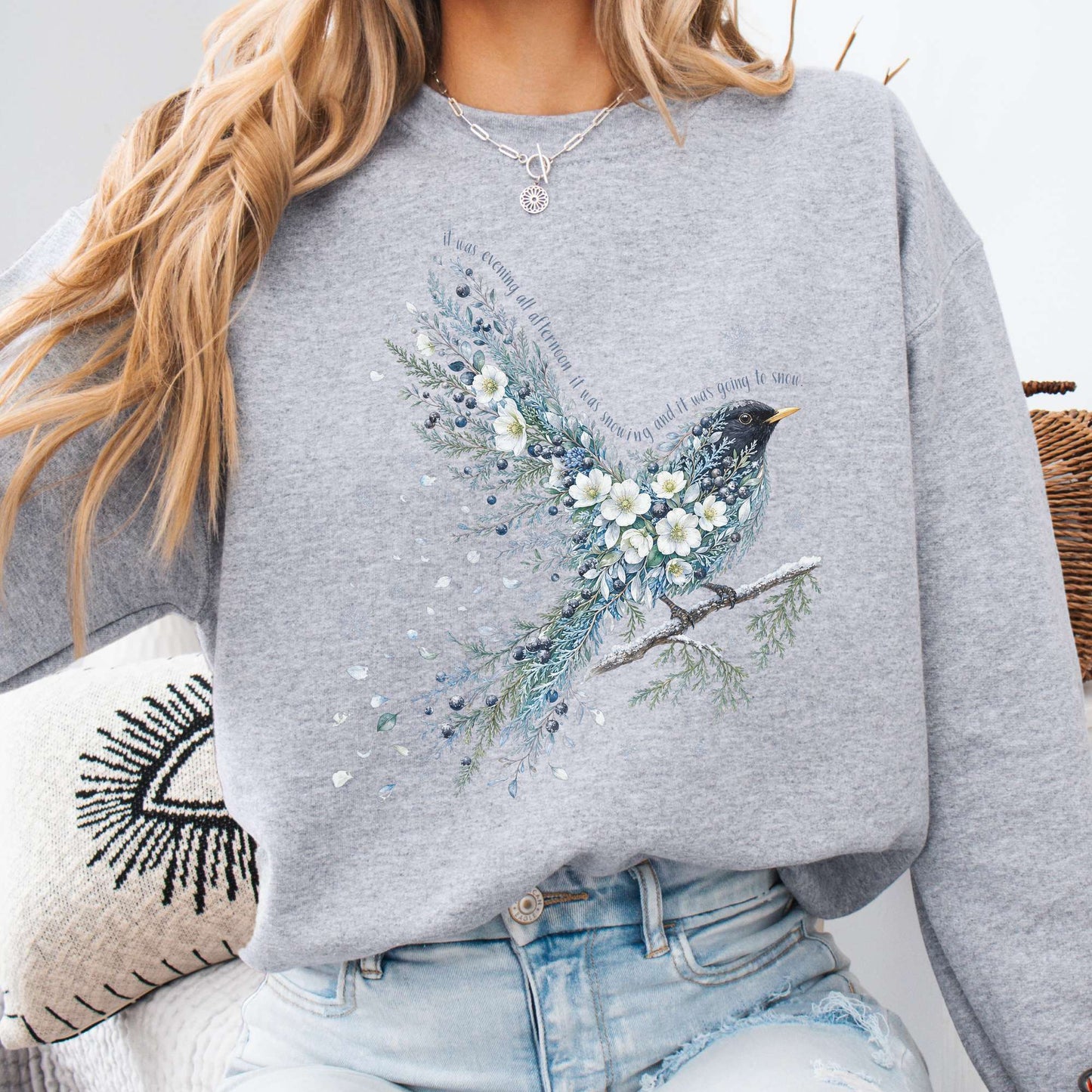 Stopping By Woods On a Snowy Evening Robert Frost Literary Sweatshirt