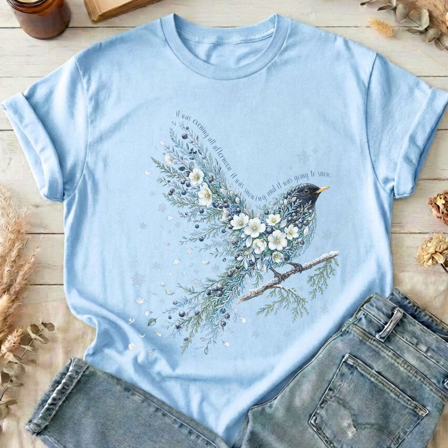 Stopping By Woods On a Snowy Evening Robert Frost Literary T-Shirt