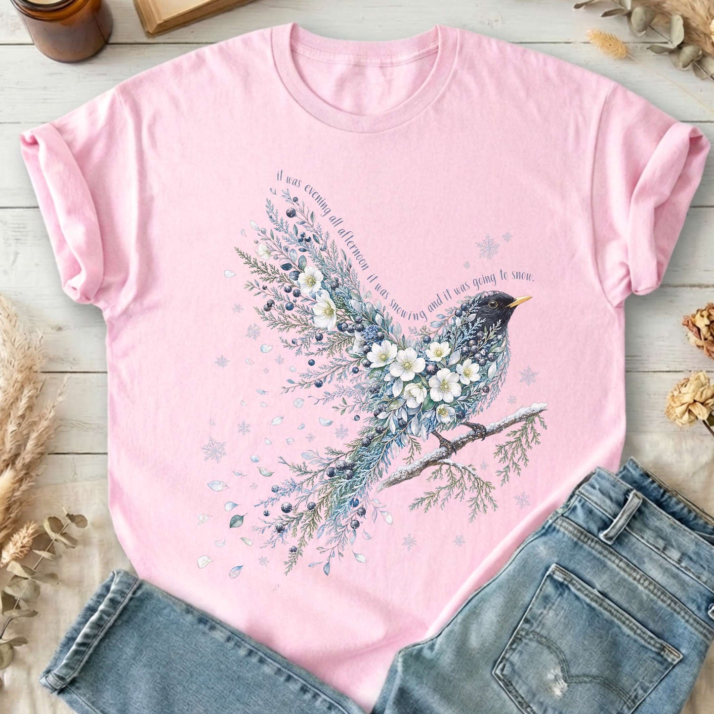 Stopping By Woods On a Snowy Evening Robert Frost Literary T-Shirt