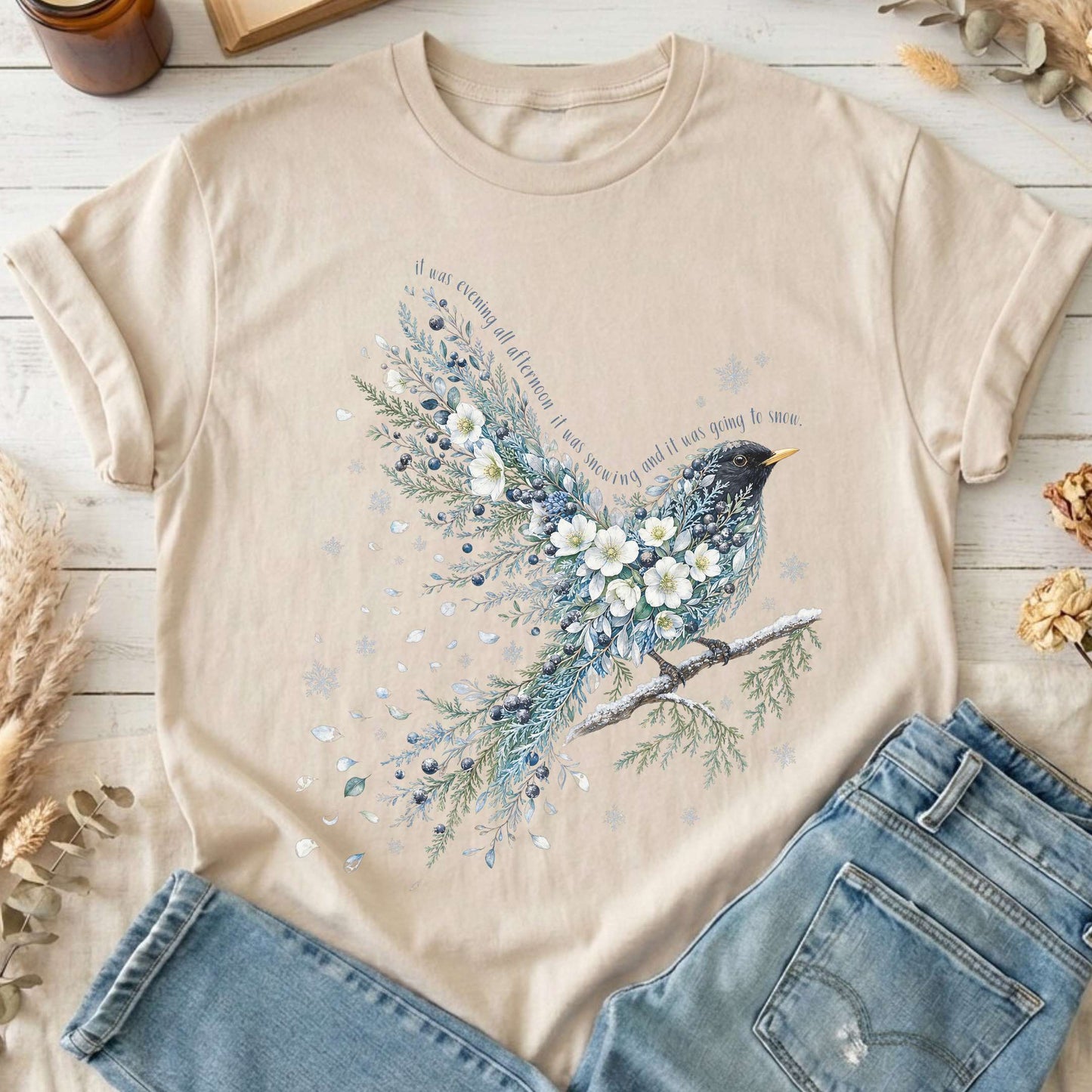 Stopping By Woods On a Snowy Evening Robert Frost Literary T-Shirt