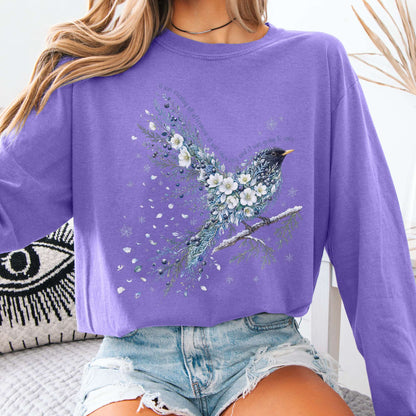 Violet - Stopping By Woods On a Snowy Evening Robert Frost Literary Long Sleeve