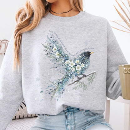 Ash - Stopping By Woods On a Snowy Evening Robert Frost Literary Crewneck Sweatshirt