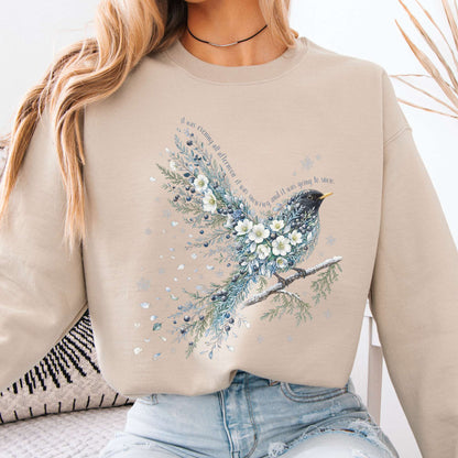 Sand - Stopping By Woods On a Snowy Evening Robert Frost Literary Crewneck Sweatshirt