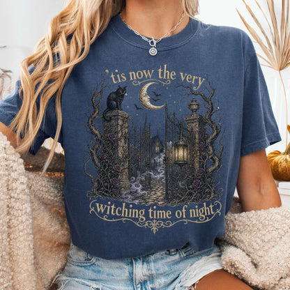 T-Shirt Denim / S 'Tis Now the Very Witching Time of Night Shakespeare Literary T-Shirt The Mystic Eden