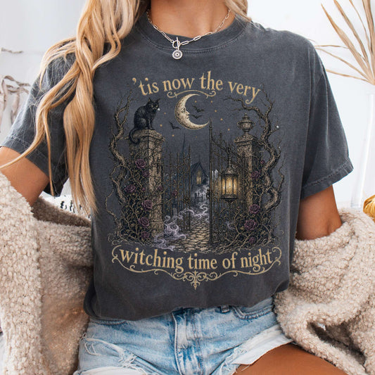 T-Shirt Pepper / S 'Tis Now the Very Witching Time of Night Shakespeare Literary T-Shirt The Mystic Eden