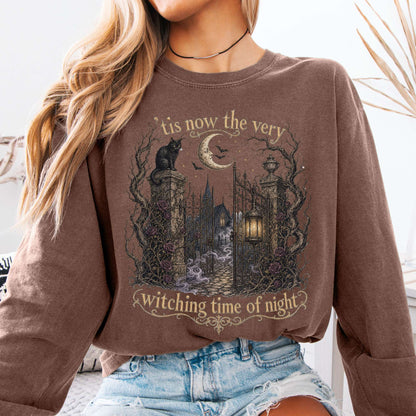 Long-sleeve Espresso / S 'Tis Now the Very Witching Time of Night Shakespeare Literary Long Sleeve The Mystic Eden