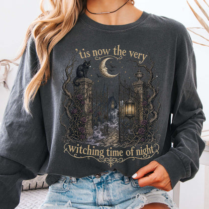 Long-sleeve Pepper / S 'Tis Now the Very Witching Time of Night Shakespeare Literary Long Sleeve The Mystic Eden