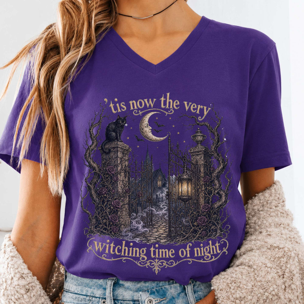 'Tis Now the Very Witching Time of Night Shakespeare Literary V-Neck