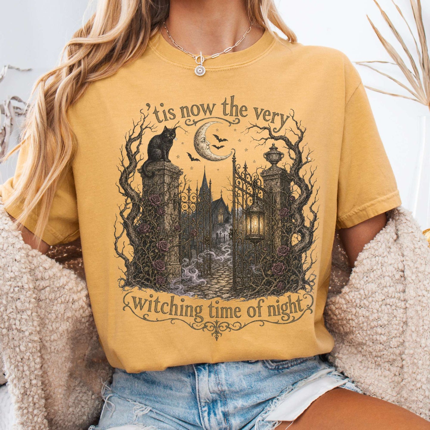 T-Shirt Mustard / S 'Tis Now the Very Witching Time of Night Shakespeare Literary T-Shirt The Mystic Eden