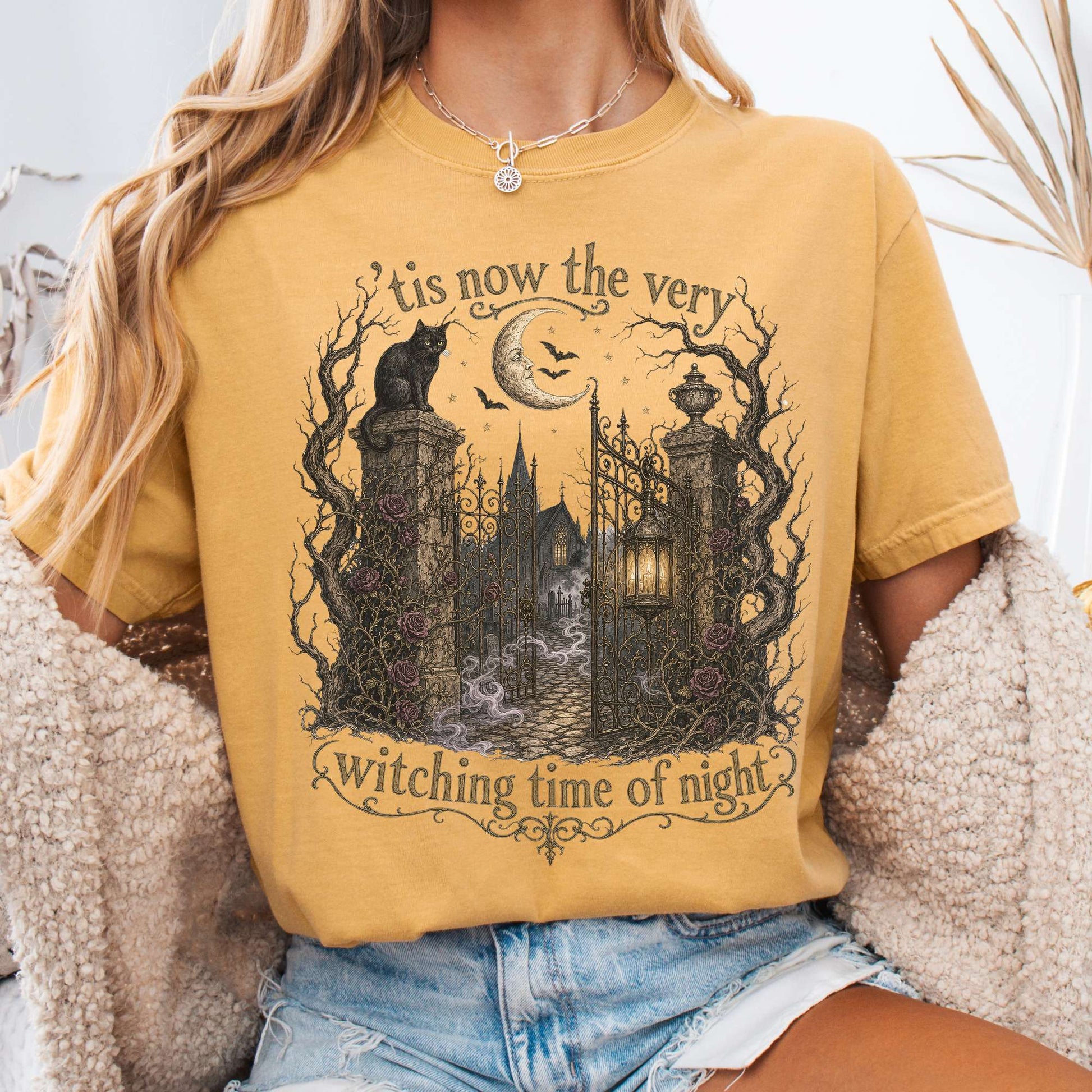 T-Shirt Mustard / S 'Tis Now the Very Witching Time of Night Shakespeare Literary T-Shirt The Mystic Eden