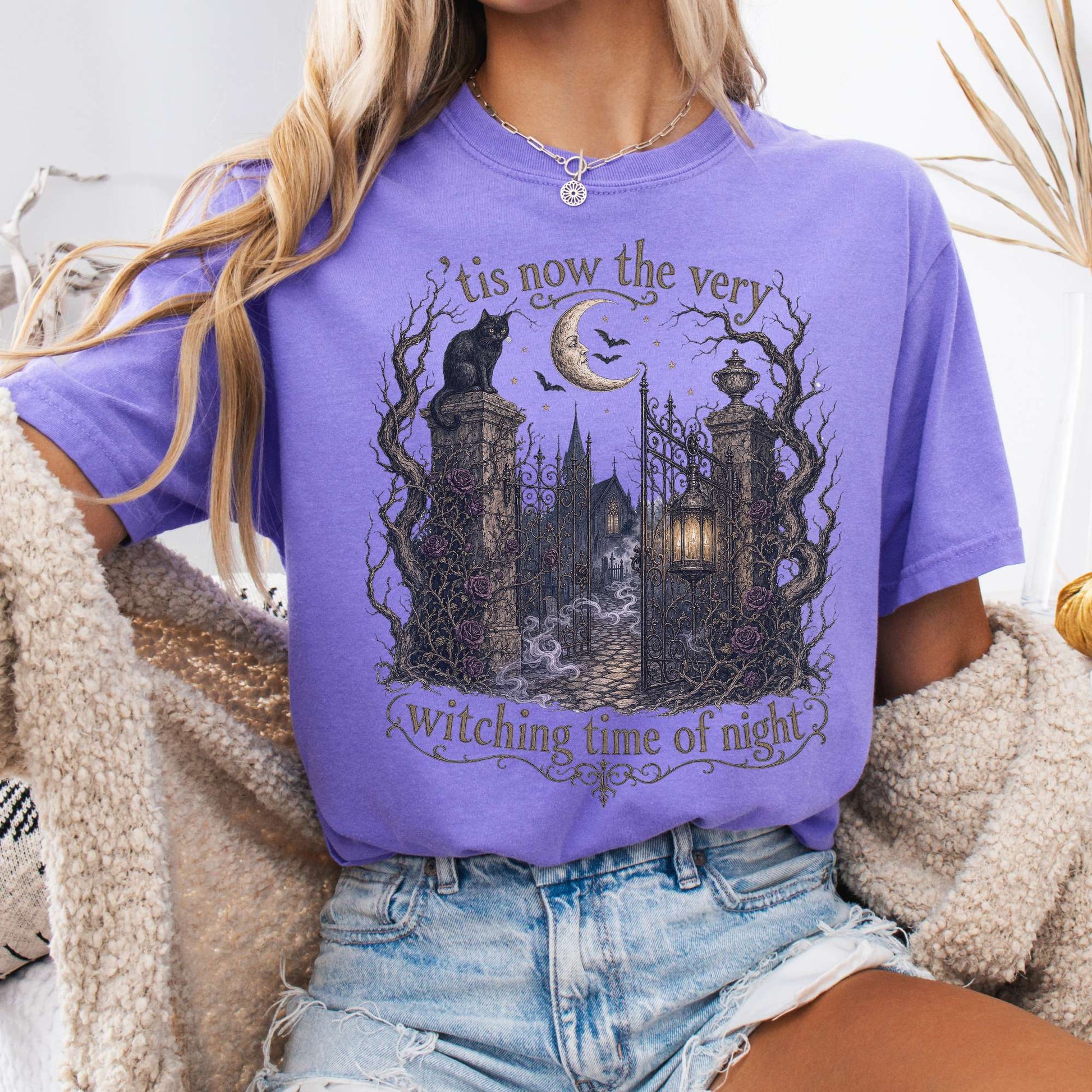 T-Shirt Violet / S 'Tis Now the Very Witching Time of Night Shakespeare Literary T-Shirt The Mystic Eden