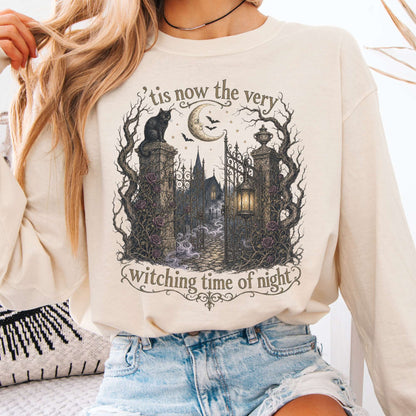 Long-sleeve Ivory / S 'Tis Now the Very Witching Time of Night Shakespeare Literary Long Sleeve The Mystic Eden