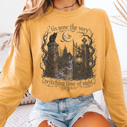 Long-sleeve Mustard / S 'Tis Now the Very Witching Time of Night Shakespeare Literary Long Sleeve The Mystic Eden