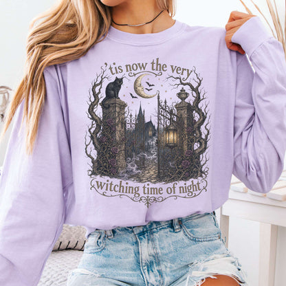Long-sleeve Orchid / S 'Tis Now the Very Witching Time of Night Shakespeare Literary Long Sleeve The Mystic Eden