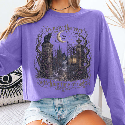 Long-sleeve Violet / S 'Tis Now the Very Witching Time of Night Shakespeare Literary Long Sleeve The Mystic Eden