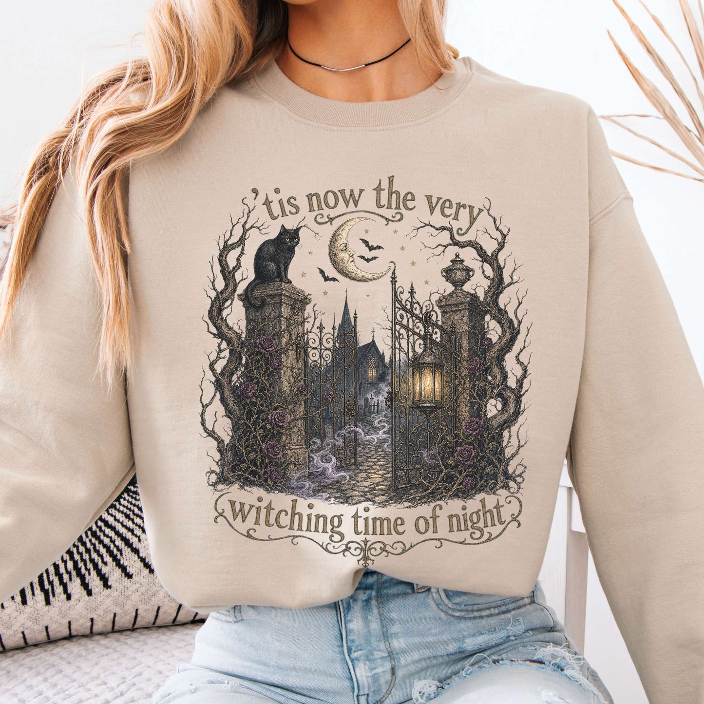 'Tis Now the Very Witching Time of Night Shakespeare Literary Crewneck Sweatshirt