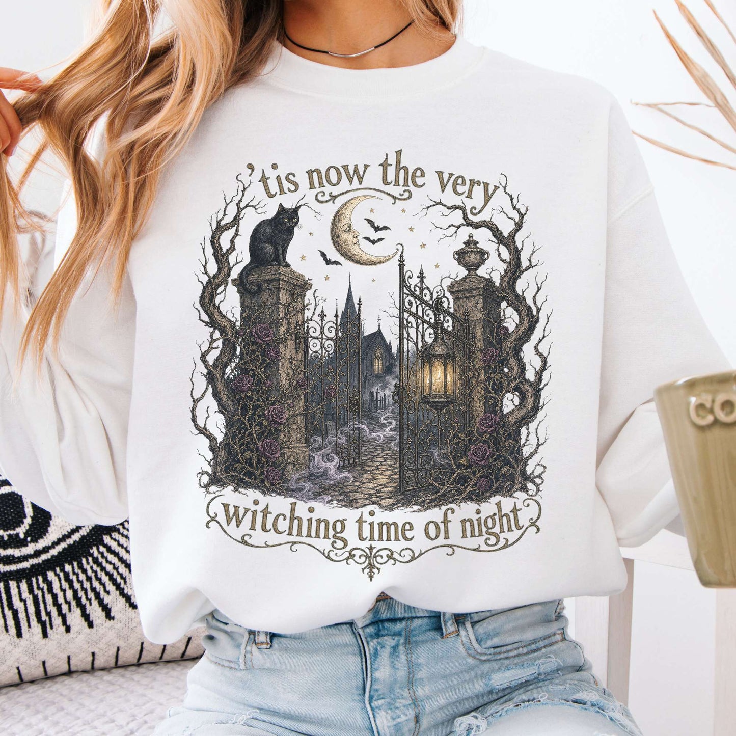 'Tis Now the Very Witching Time of Night Shakespeare Literary Crewneck Sweatshirt
