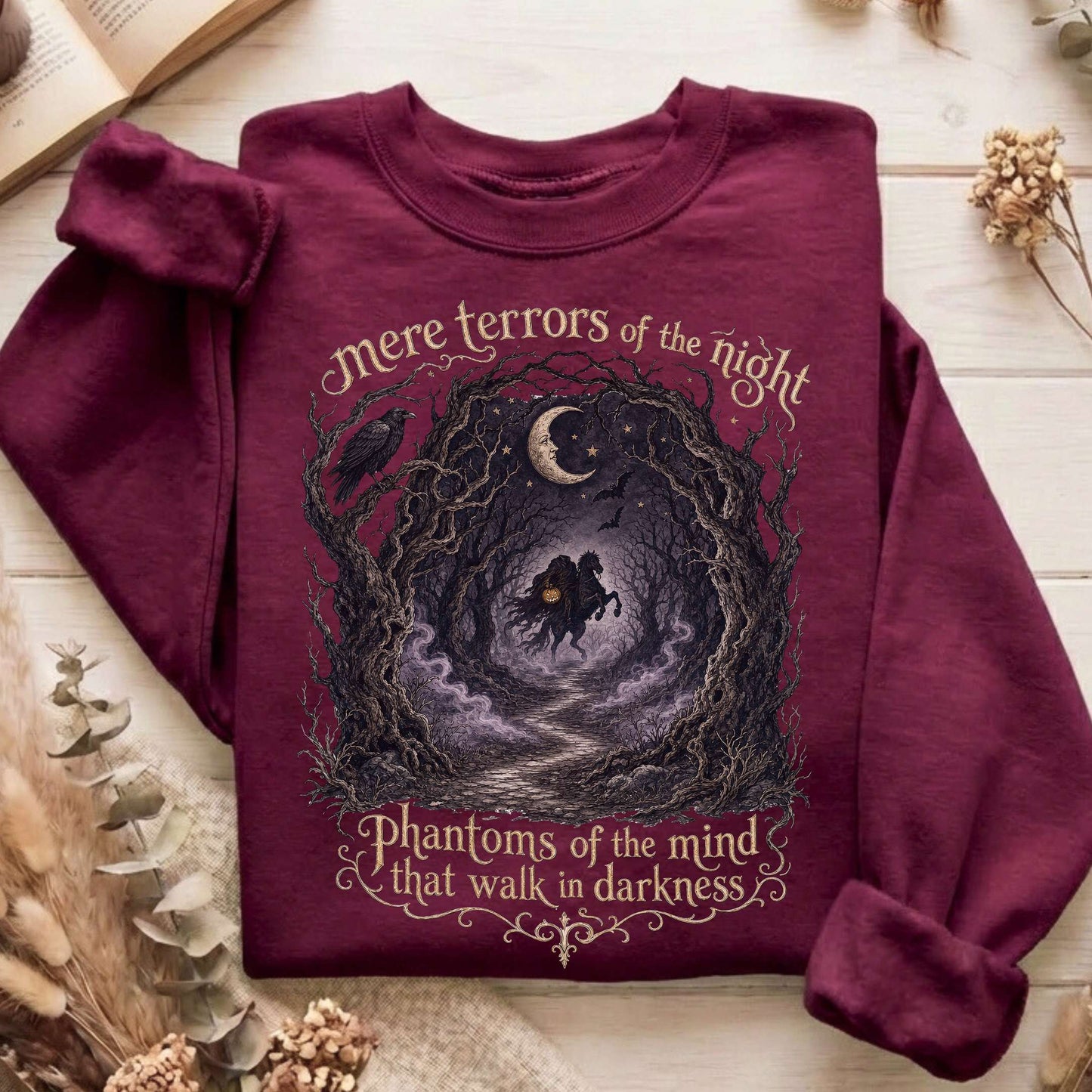 Mere Terrors of the Night Sleepy Hollow Literary Sweatshirt