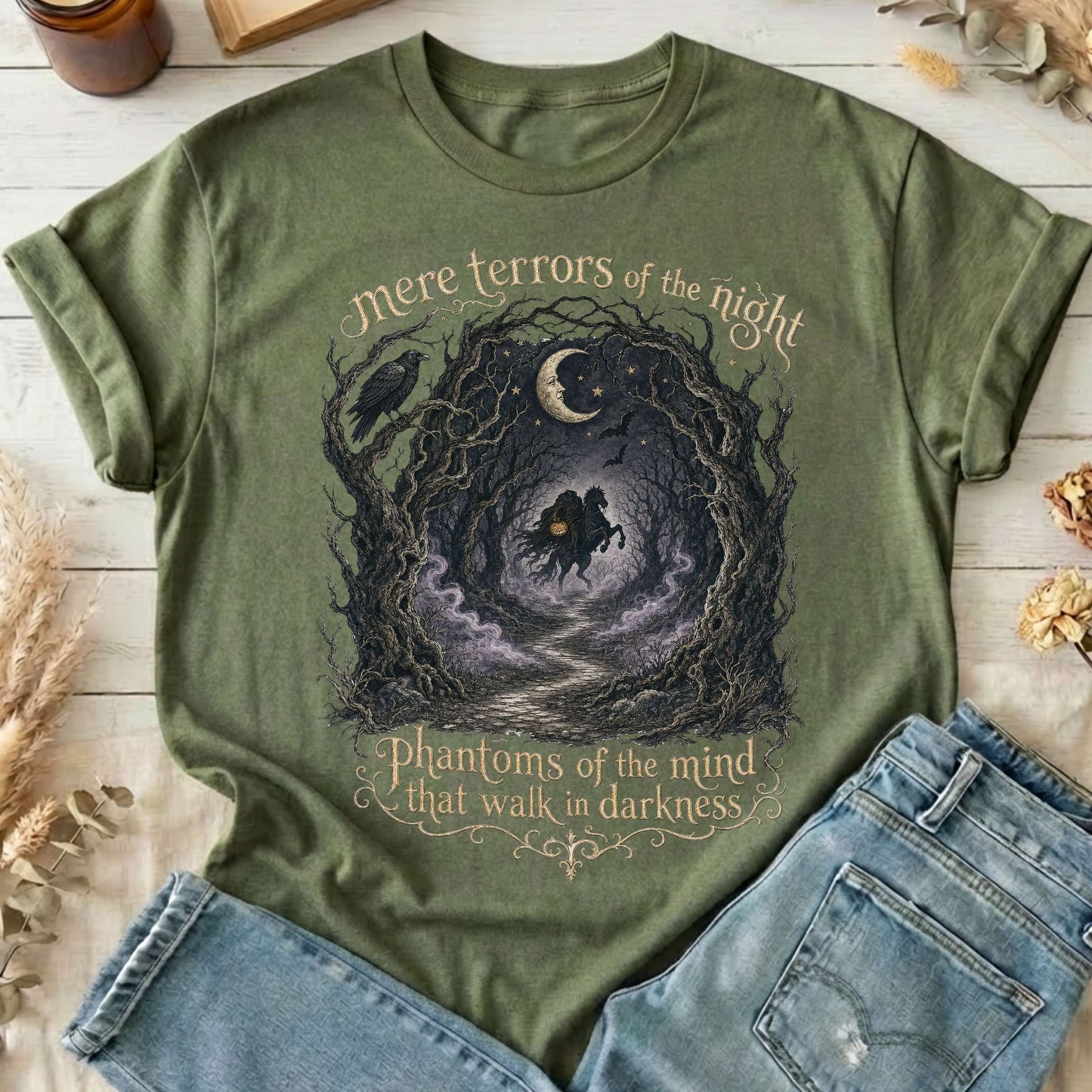 Mere Terrors of the Night Sleepy Hollow Literary T-Shirt