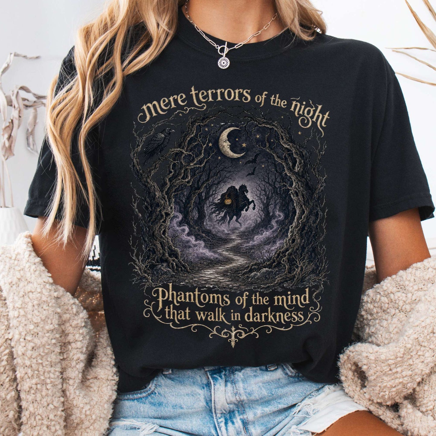 T-Shirt Black / S Mere Terrors of the Night Sleepy Hollow Literary T-Shirt The Mystic Eden