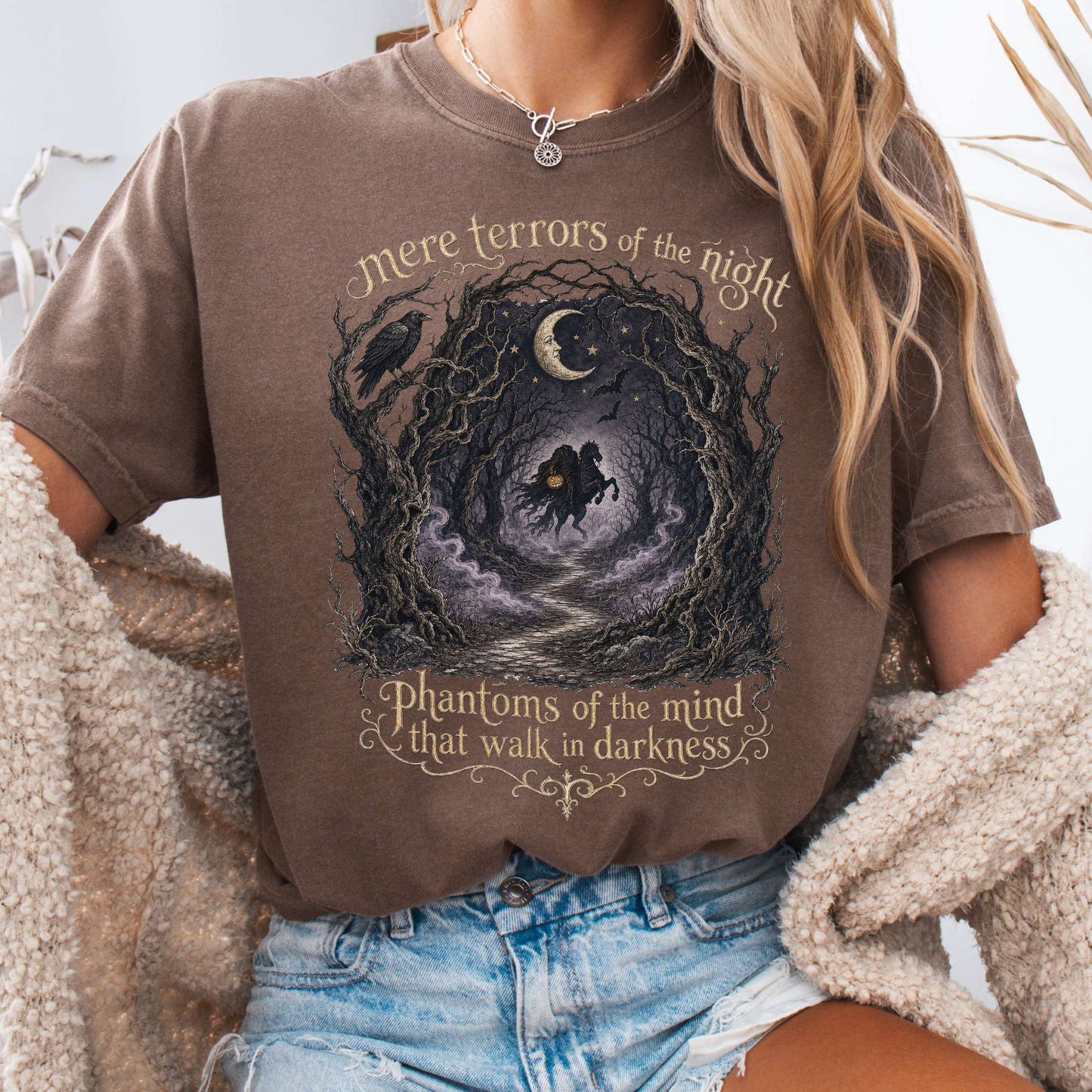 T-Shirt Espresso / S Mere Terrors of the Night Sleepy Hollow Literary T-Shirt The Mystic Eden