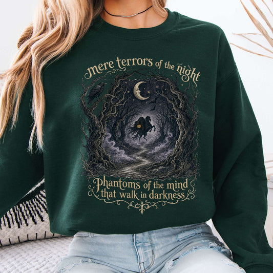 Sweatshirt Forest Green / S Mere Terrors of the Night Sleepy Hollow Literary Crewneck Sweatshirt The Mystic Eden
