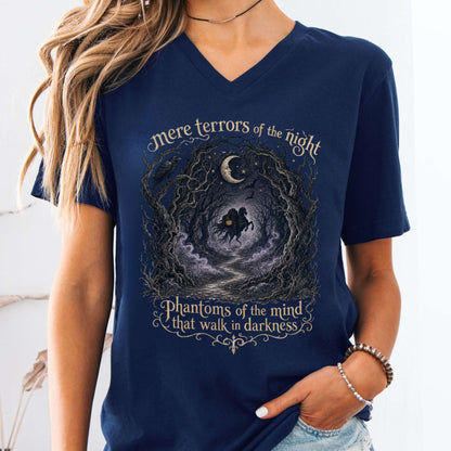 V-neck Navy / S Mere Terrors of the Night Sleepy Hollow Literary V-Neck The Mystic Eden