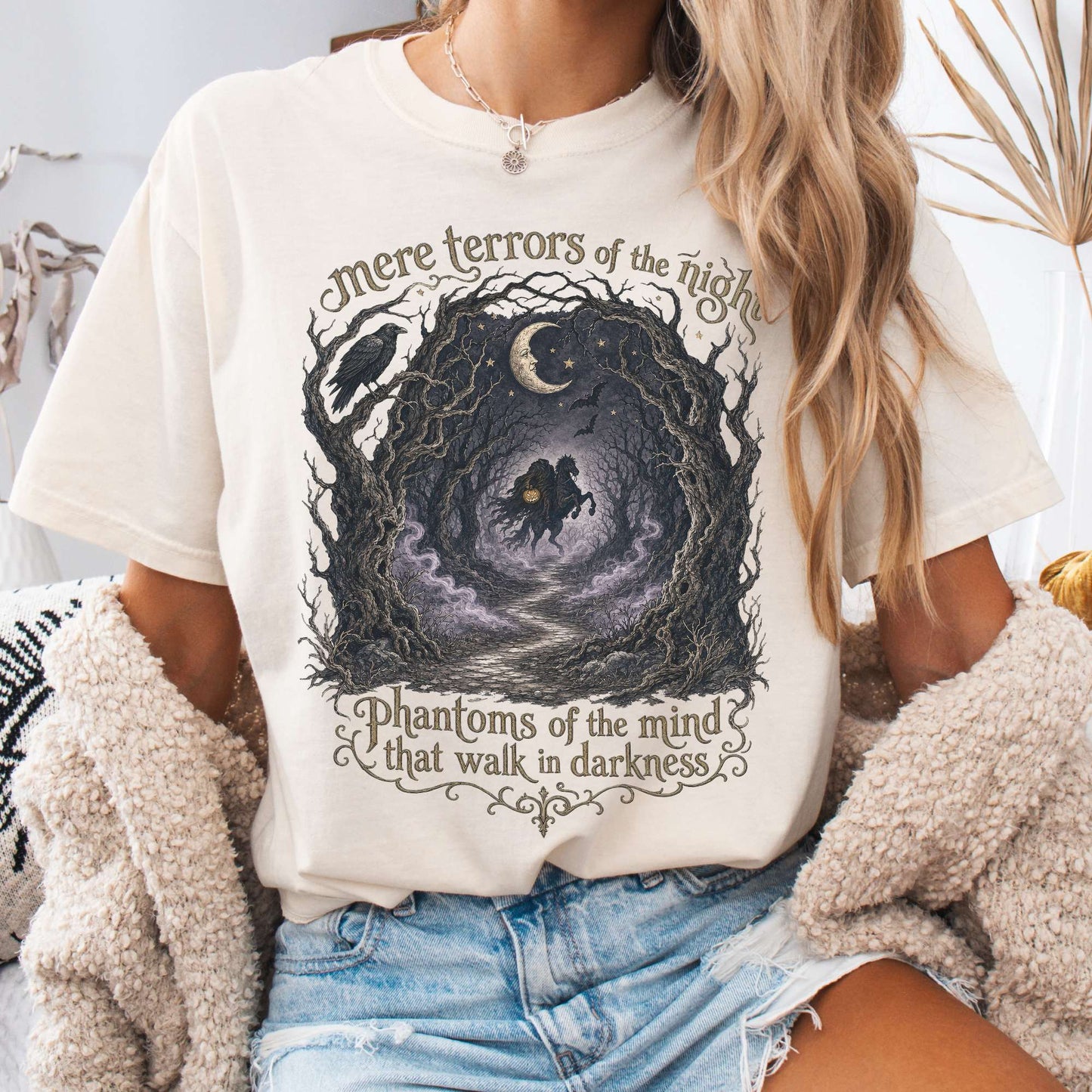 T-Shirt Ivory / S Mere Terrors of the Night Sleepy Hollow Literary T-Shirt The Mystic Eden