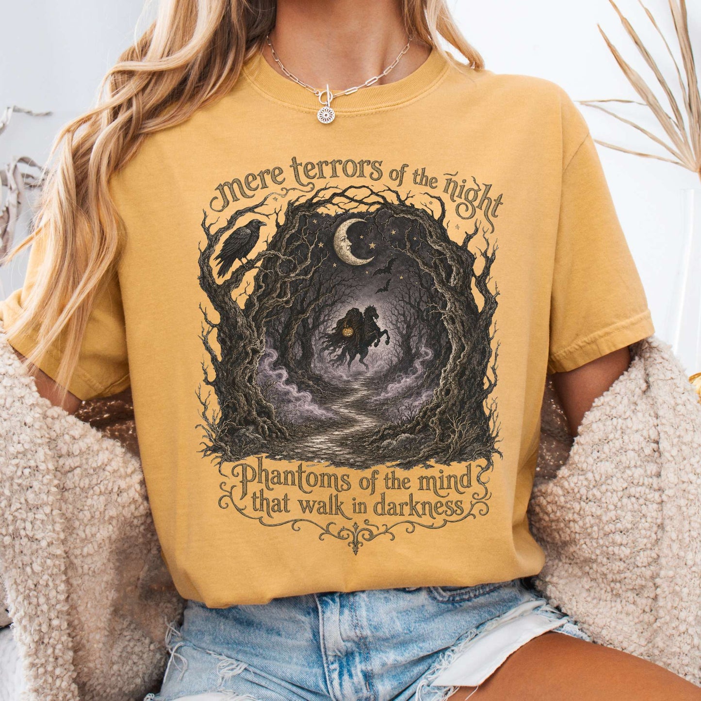 T-Shirt Mustard / S Mere Terrors of the Night Sleepy Hollow Literary T-Shirt The Mystic Eden