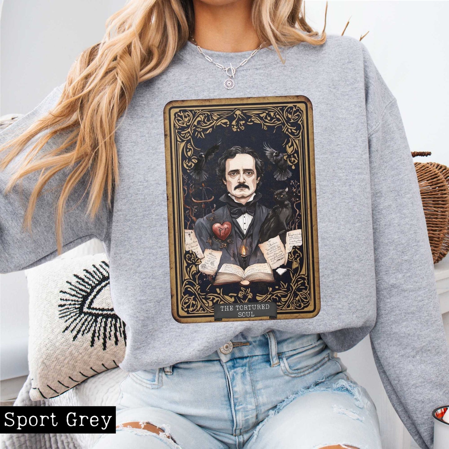 The Tortured Soul Tarot Card Edgar Allan Poe Sweatshirt