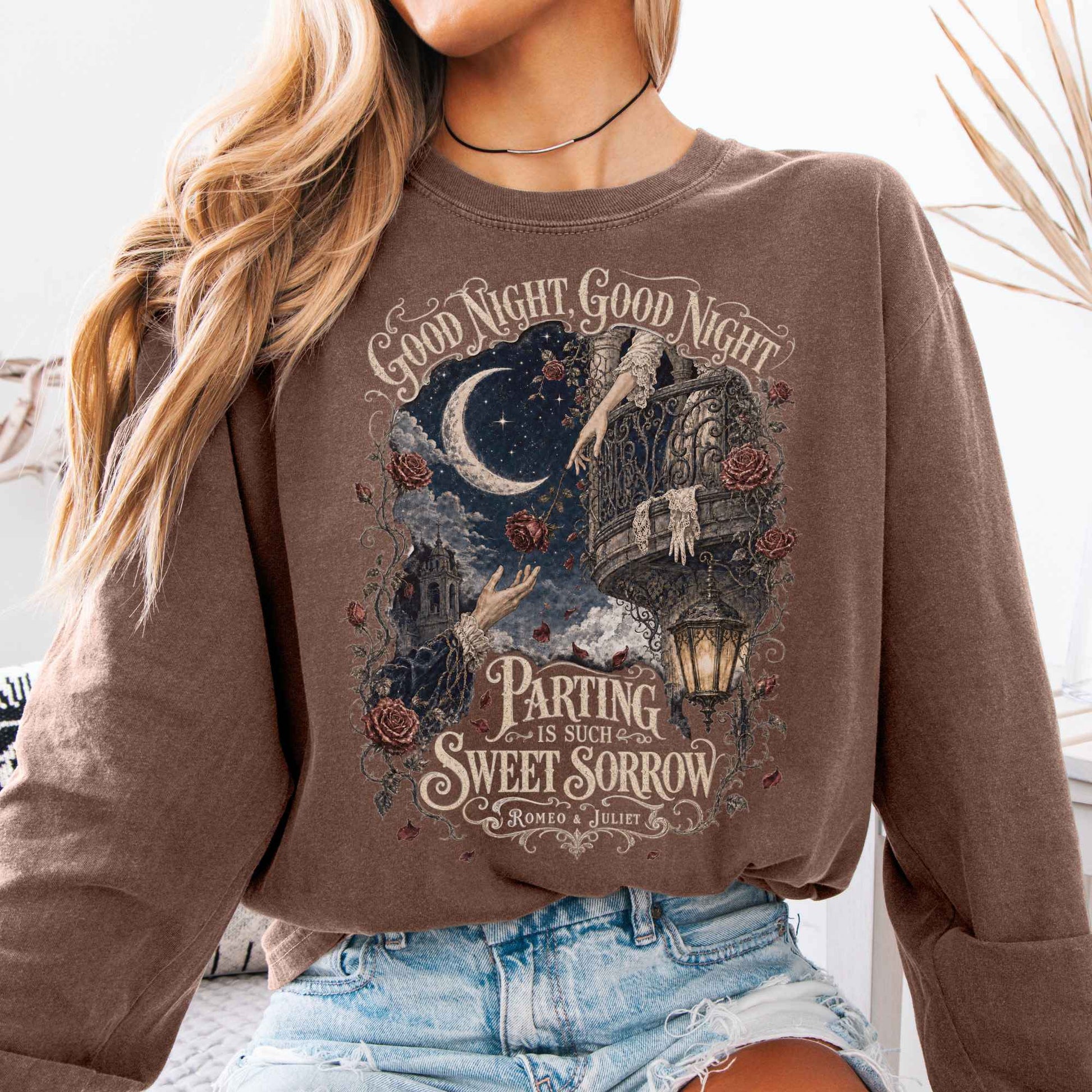 Long-sleeve Espresso / S Parting Is Such Sweet Sorrow Romeo and Juliet Shakespeare Long Sleeve The Mystic Eden