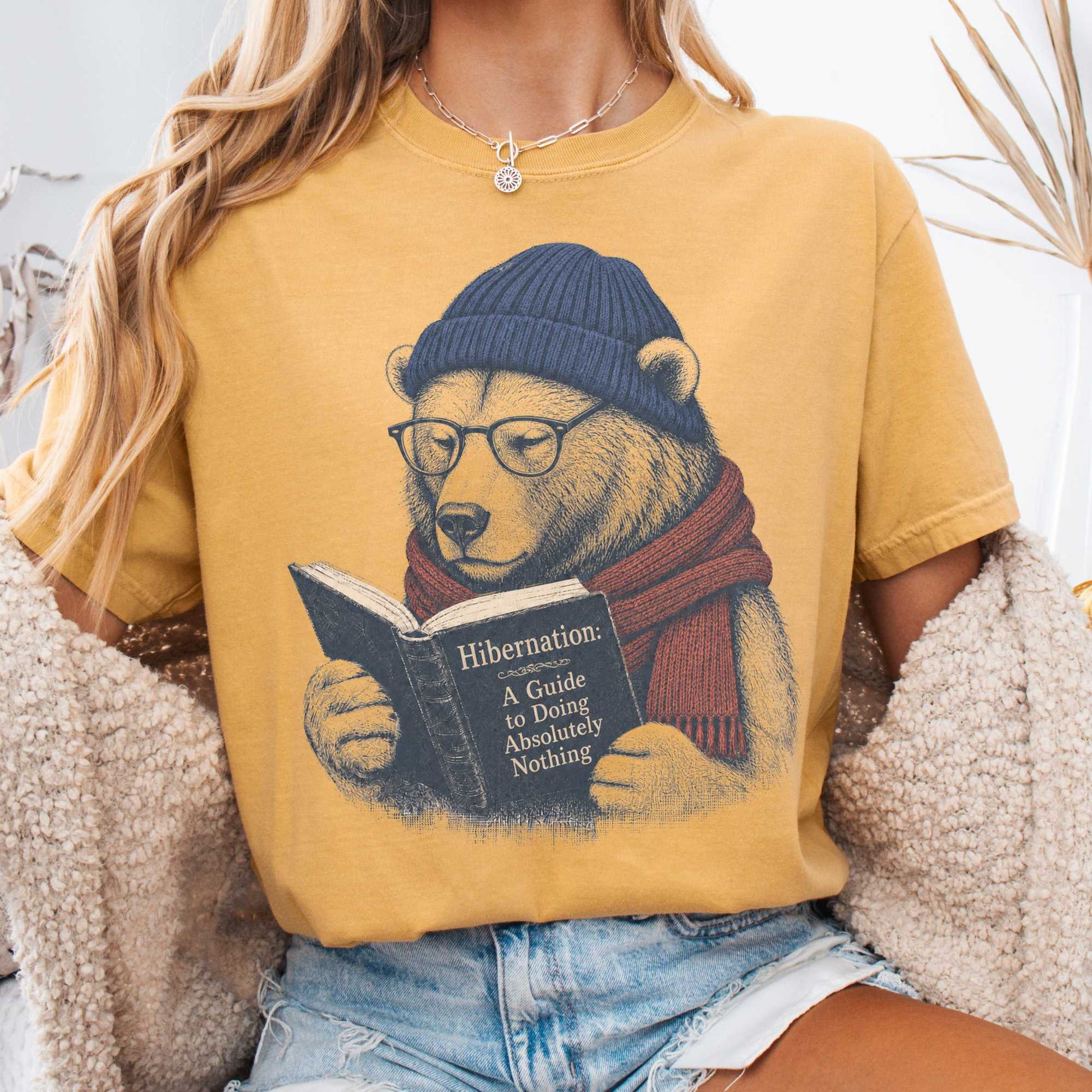 T-Shirt Mustard / S Hibernation Guide Bear T-Shirt The Mystic Eden