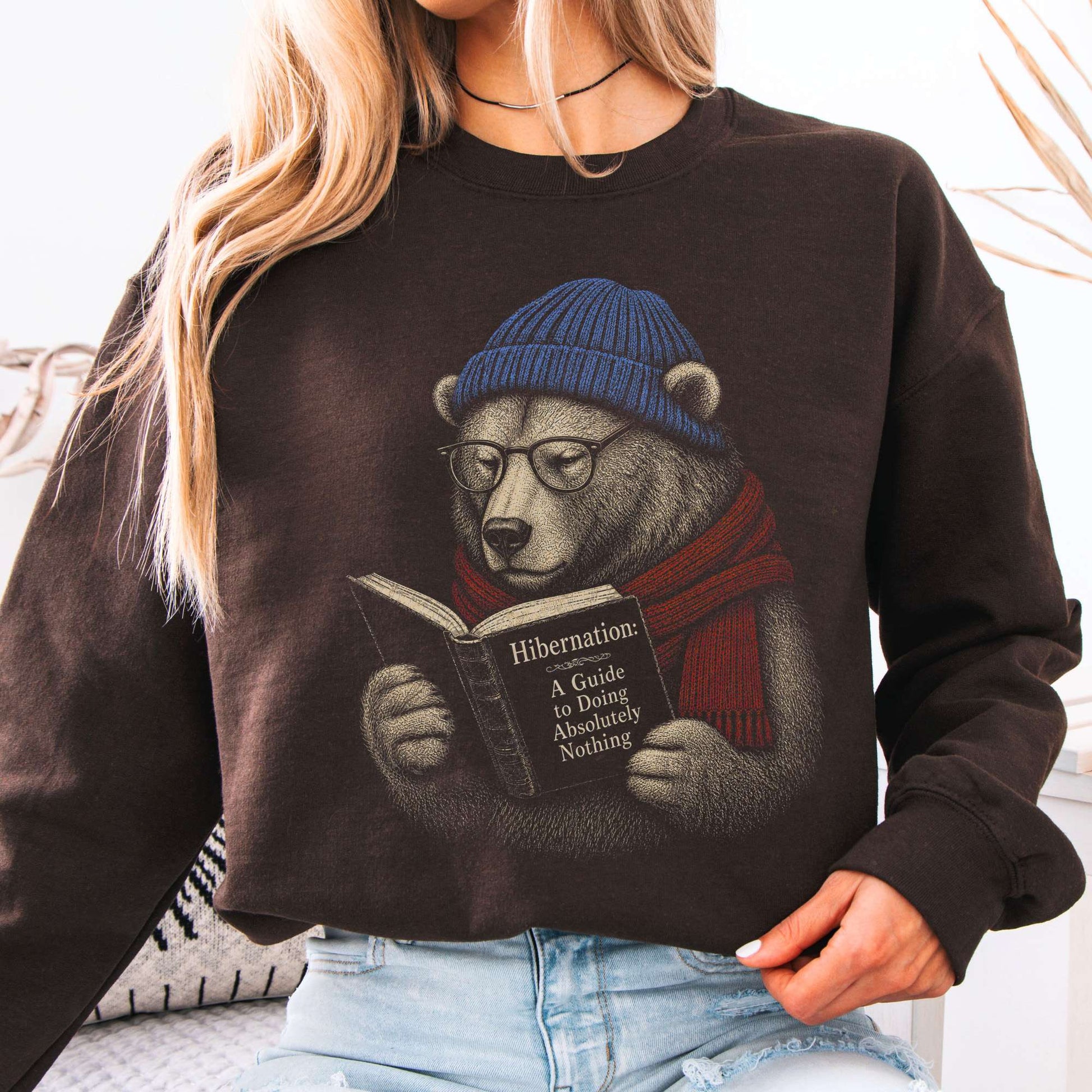 Sweatshirt Dark Chocolate / S A Guide to Hibernation Bear Crewneck Sweatshirt The Mystic Eden