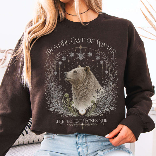 Sweatshirt Dark Chocolate / S From the Cave of Winter Her Ancient Bones Stir Crewneck Sweatshirt The Mystic Eden