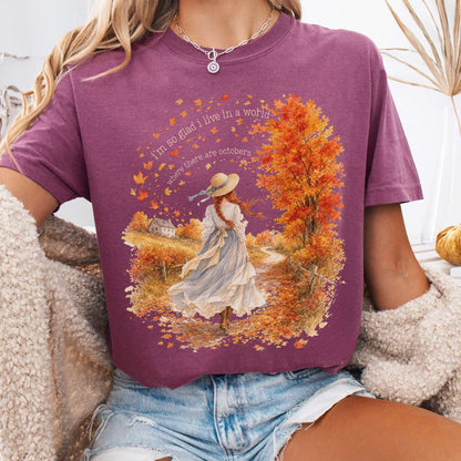 T-Shirt Berry / S I'm So Glad I Live In A World Anne of Green Gables Literary T-Shirt The Mystic Eden