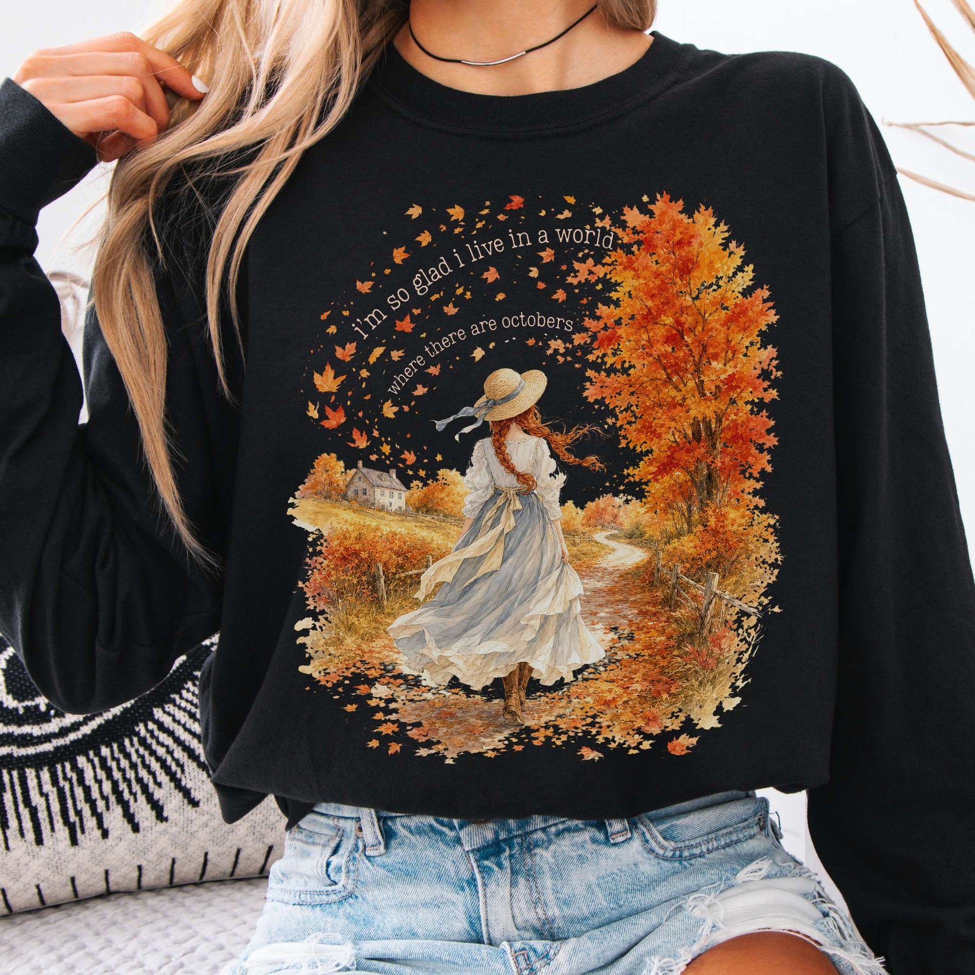 Long-sleeve Black / S I'm So Glad I Live In A World Anne of Green Gables Literary Long Sleeve The Mystic Eden