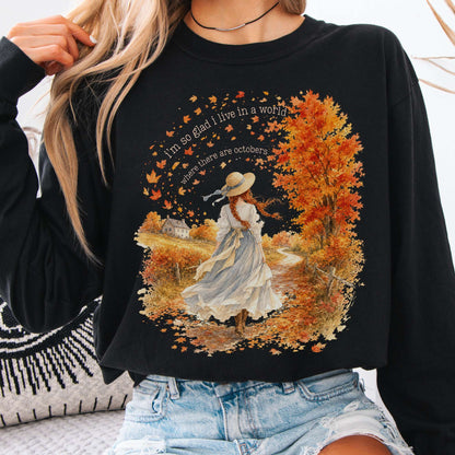 Long-sleeve Black / S I'm So Glad I Live In A World Anne of Green Gables Literary Long Sleeve The Mystic Eden
