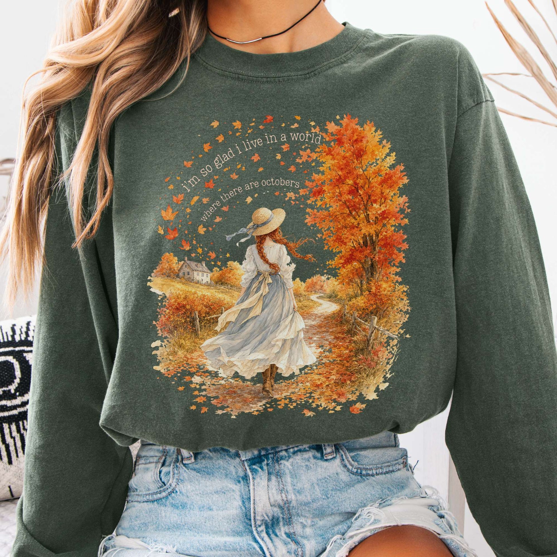 Long-sleeve Hemp / S I'm So Glad I Live In A World Anne of Green Gables Literary Long Sleeve The Mystic Eden