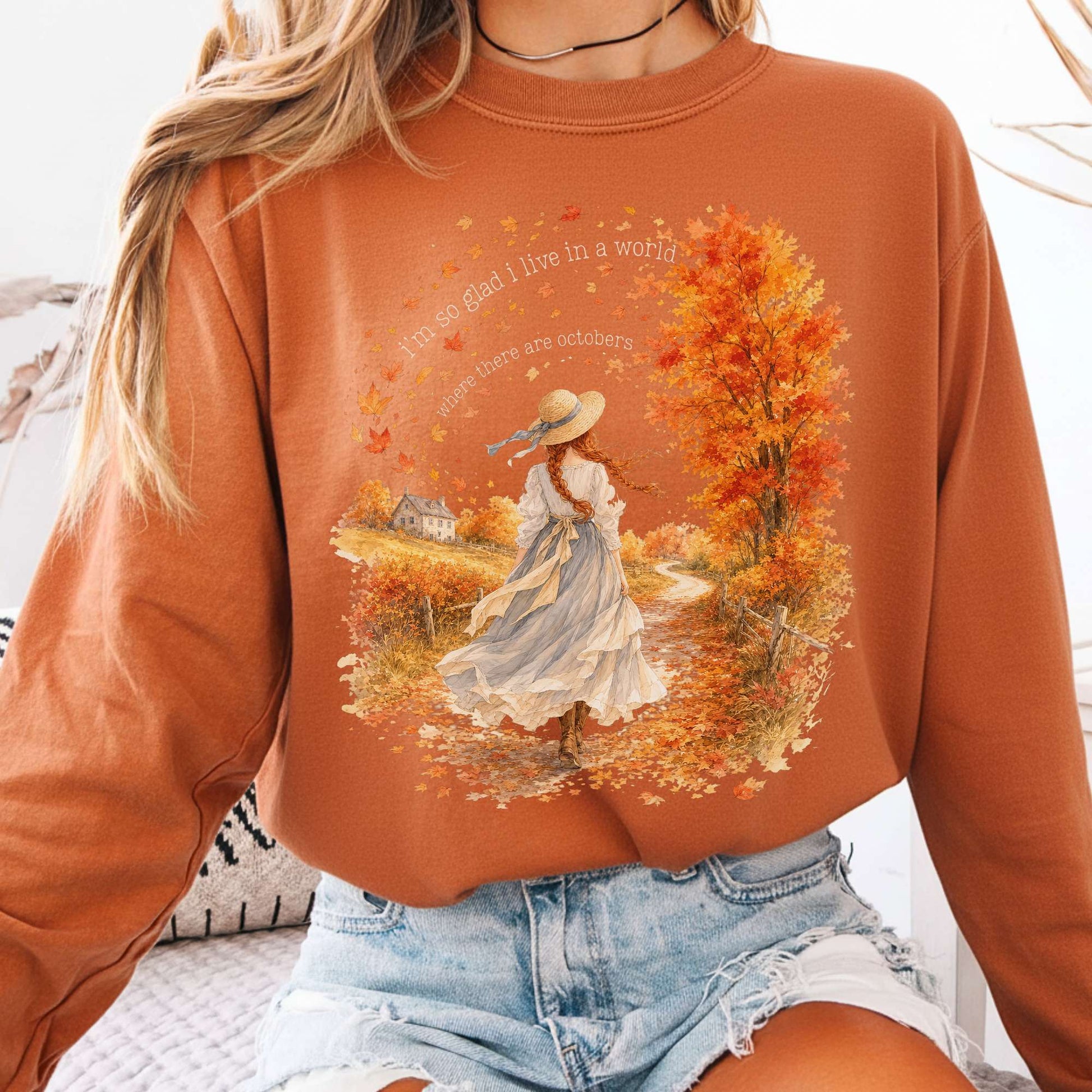 Long-sleeve Yam / S I'm So Glad I Live In A World Anne of Green Gables Literary Long Sleeve The Mystic Eden