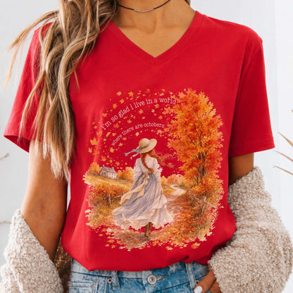 I'm So Glad I Live In A World Anne of Green Gables Literary V-Neck
