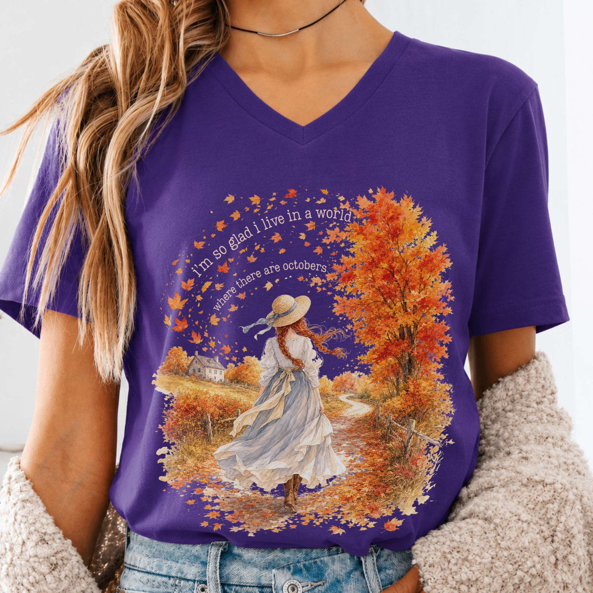 I'm So Glad I Live In A World Anne of Green Gables Literary V-Neck