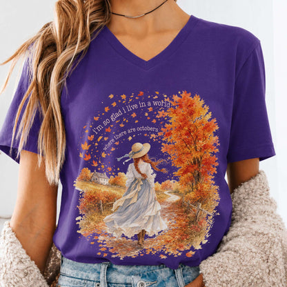 I'm So Glad I Live In A World Anne of Green Gables Literary V-Neck