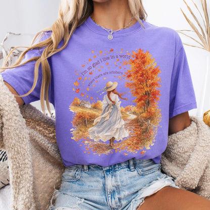 T-Shirt Violet / S I'm So Glad I Live In A World Anne of Green Gables Literary T-Shirt The Mystic Eden
