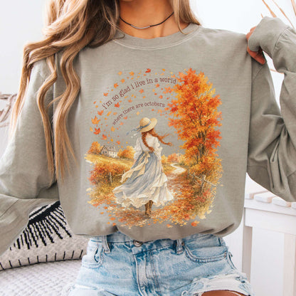 Long-sleeve Sandstone / S I'm So Glad I Live In A World Anne of Green Gables Literary Long Sleeve The Mystic Eden