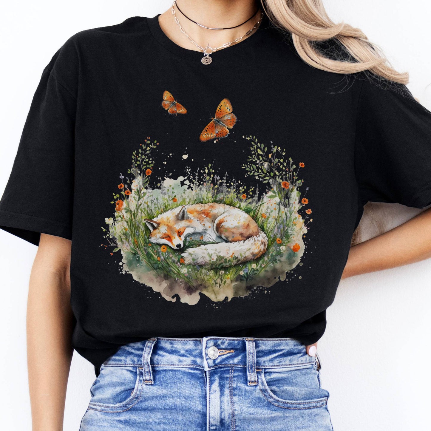 T-Shirts Sleeping Fox T-Shirt The Mystic Eden