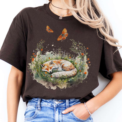 T-Shirts Sleeping Fox T-Shirt The Mystic Eden