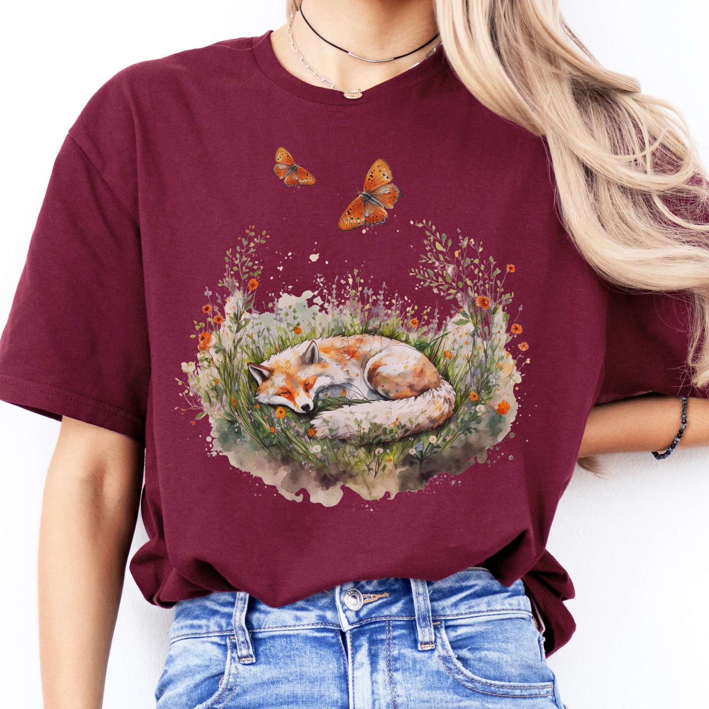 T-Shirts Sleeping Fox T-Shirt The Mystic Eden